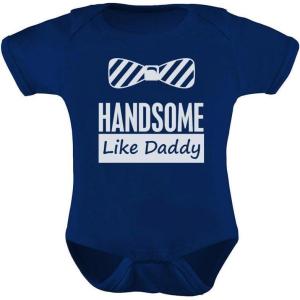 imageTstars TeeStars Baby Boy Handsome Like Daddy  Fathers Day Newborn Cute Baby BodysuitNavy
