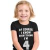 imageTstars I Know Everything Im 4 Gifts for Four Year Old Funny 4th Birthday Kids ShirtNavy