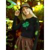imageTstars St Patricks Day Shirt Women Teen Girls Irish Four Leaf Clover Long Sleeve TshirtBlack
