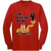 imageTstars 4th Birthday  Bulldozer Construction Party Toddler Long Sleeve Kids TShirtRed