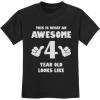 imageTstars Awesome 4 Year Old 4th Birthday Shirt Gifts for Girls Boys Toddler Kids TShirtBlack