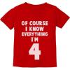 imageTstars I Know Everything Im 4 Gifts for Four Year Old Funny 4th Birthday Kids ShirtRed