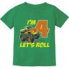 imageTstars Truck 4th Birthday Shirt Boy Girl Gift for 4 Year Old Toddler Kids TShirtGreen
