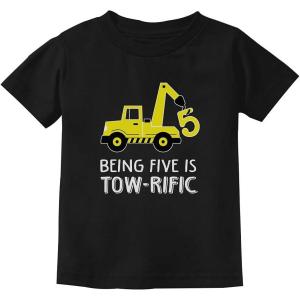 imageTstars  4th Birthday Tractor Construction Party Toddler Kids TShirtBlack