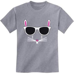 imageTstars  Easter Bunny  Rabbit Face with Glasses Youth Kids TShirtGray