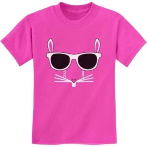 imageTstars  Easter Bunny  Rabbit Face with Glasses Youth Kids TShirtPink
