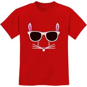 imageTstars  Easter Bunny  Rabbit Face with Glasses Youth Kids TShirtRed