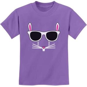 imageTstars  Easter Bunny  Rabbit Face with Glasses Youth Kids TShirtViolet