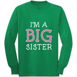 imageTstars  Im A Big Sister  Cute Sibling Gift Idea Long Sleeve Kids TShirtGreen