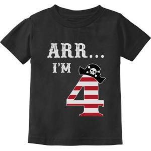 imageTstars ARR Im 4 Pirate 4th Birthday Shirt Boy Four Years Old Toddler Kids TShirtBlack