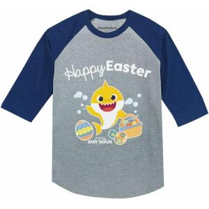 imageTstars Baby Shark Girls Boys Easter Shirt Easters Egg Hunt Toddler Kids Raglan TShirt Happy EasterBlue