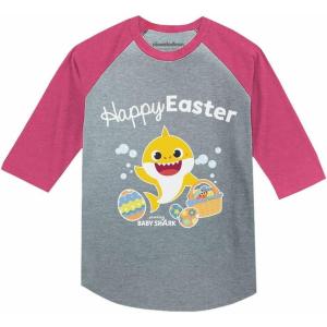 imageTstars Baby Shark Girls Boys Easter Shirt Easters Egg Hunt Toddler Kids Raglan TShirt Happy EasterPink