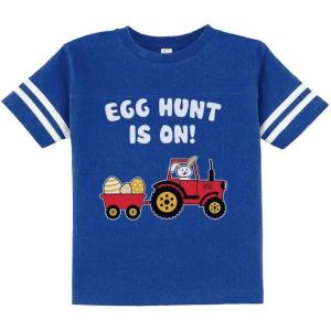 imageTstars Boys Easter Egg Hunt Gift for Tractor Loving Kids Toddler Jersey TShirtBlue
