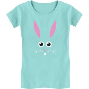 imageTstars Bunny Face Tee Cute Little Easter Rabbit Toddler Girls Fitted TShirtChill Blue