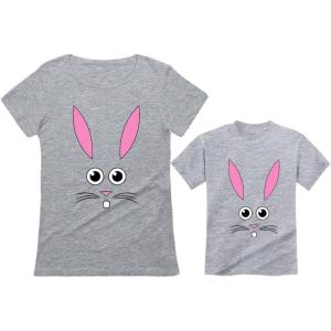 imageTstars Easter Bunny Shirts Mommy and Me Outfits Mother Son Daughter Cute Matching Tees Mother Gray XXLargeChild Gray 2T