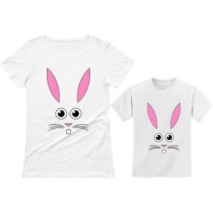 imageTstars Easter Bunny Shirts Mommy and Me Outfits Mother Son Daughter Cute Matching TeesMother White  Child White