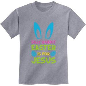 imageTstars Easter Shirt Kids Silly Rabbit Easter is for Jesus Funny Kids TShirtGray