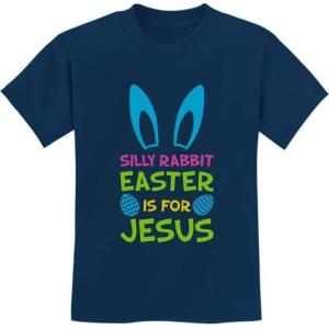 imageTstars Easter Shirt Kids Silly Rabbit Easter is for Jesus Funny Kids TShirtNavy