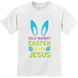 imageTstars Easter Shirt Kids Silly Rabbit Easter is for Jesus Funny Kids TShirtWhite