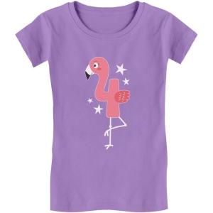 imageTstars Flamingo 4th Birthday Gift for Four Year Old ToddlerKids Girls Fitted TShirtLavender