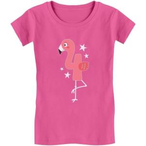 imageTstars Flamingo 4th Birthday Gift for Four Year Old ToddlerKids Girls Fitted TShirtWow Pink