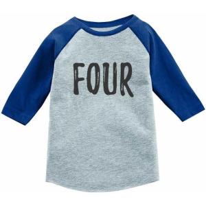 imageTstars Four 4th Birthday Shirt 4 Year Old Boys Girls 34 Sleeve Kids Raglan TShirtBlue