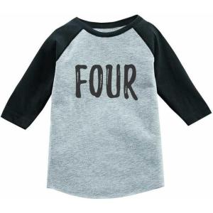 imageTstars Four 4th Birthday Shirt 4 Year Old Boys Girls 34 Sleeve Kids Raglan TShirtDark Gray