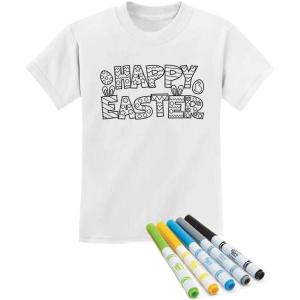 imageTstars Happy Easter Coloring Shirts for Boys Girls Egg Hunt Outfits Toddler Kids ShirtWhite