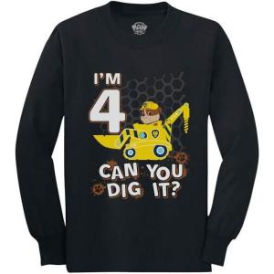 imageTstars Official Paw Patrol Rubble 4th Birthday Tractor Toddler Kids Long Sleeve TShirtBlack