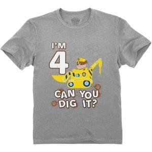imageTstars Paw Patrol Rubble 4th Birthday Tractor Official Nickelodeon Toddler Kids TShirtGray