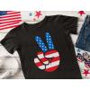 imageTstars American Flag Peace Sign 4th of July Toddler Kids TShirtBlack