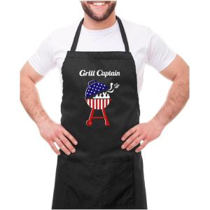 imageTstars 4th of July Aprons for Men Women American Flag Grilling BBQ Apron Apron One Size Black