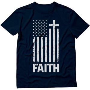 imageTstars 4th of July Shirts for Men Memorial Day Faith Army USA American Flag Mens Patriotic TShirt XXLarge Navy