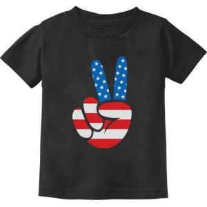 imageTstars American Flag Peace Sign 4th of July Toddler Kids TShirtBlack