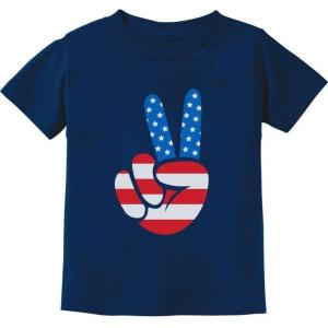 imageTstars American Flag Peace Sign 4th of July Toddler Kids TShirtNavy