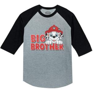 imageTstars Big Brother Shirt Paw Patrol Marshall 34 Sleeve Baseball Jersey Toddler ShirtDark Gray