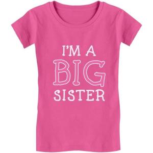 imageTstars Elder Sibling Gift Idea  Im The Big Sister ToddlerKids Girls Fitted TShirtWow Pink