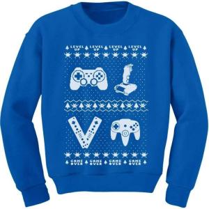 imageTstars Gamer Retro Ugly Christmas Sweater Xmas Party Youth Kids Sweatshirt XLarge Blue