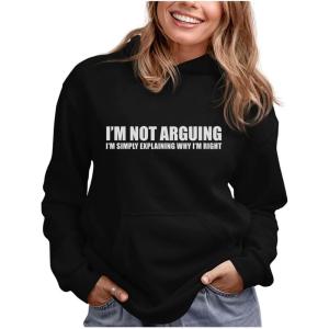 imageTstars Im Not Arguing with Sayings Teen Girls Womens Novelty Sarcastic HoodieBlack