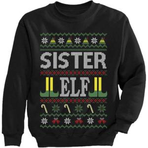 imageTstars Matching Family Elf Ugly Christmas Sweatshirts for Mom Dad Son Daughter Outfits Sister Kids Large Black