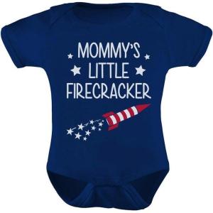imageTstars Mommys Little Firecracker 4th of July Baby Outfit Patriotic Infant BodysuitNavy