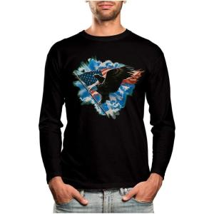 imageTstars Patriotic Shirt for Men 4th of July Eagle American Flag Long Sleeve TShirtBlack