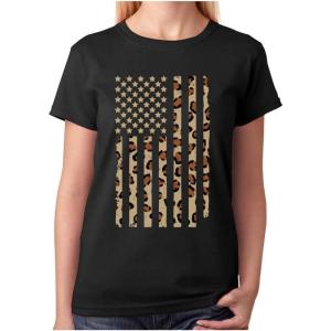 imageTstars Patriotic Shirt for Women Leopard American Flag 4th of July Women TShirtBlack