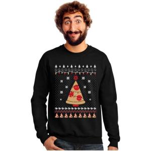 imageTstars Pizza Ugly Christmas Sweater Funny Xmas Pizza Tree SweatshirtBlack