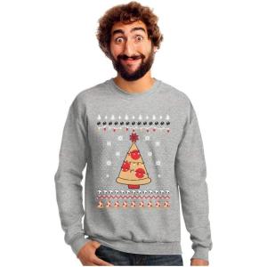 imageTstars Pizza Ugly Christmas Sweater Funny Xmas Pizza Tree SweatshirtGray