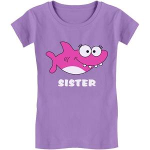 imageTstars Shark Shirt for Sister Gift for Big Sister Infant Girls Fitted TShirtLavender