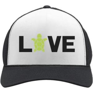 imageTstars TeeStars  I Love Turtles  Animal Lover Turtle Print Cute Trucker Hat Mesh CapBlackWhite