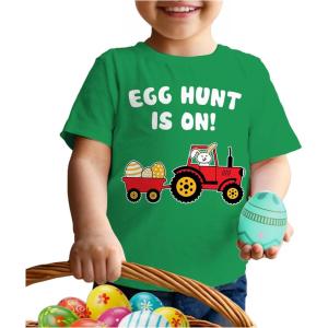 imageTstars Trade Brother for Easter Eggs Funny Siblings Egg Hunting TShirt for Toddler ampamp Youth Boys GirlsTractor  Green