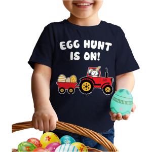 imageTstars Trade Brother for Easter Eggs Funny Siblings Egg Hunting TShirt for Toddler ampamp Youth Boys GirlsTractor  Navy