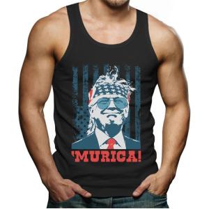 imageTstars Trump Tank Top Men Team Murica American Flag Memorial Day USA Merica 4th of July Mens Patriotic TopsBlack